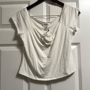 Bailey 44 Rosette Short Sleeve Cropped T-shirt White Large L NEW NWT